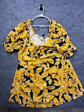 Who What Wear Women's Size 2X Puff Elbow Sleeve Dress Resort Floral